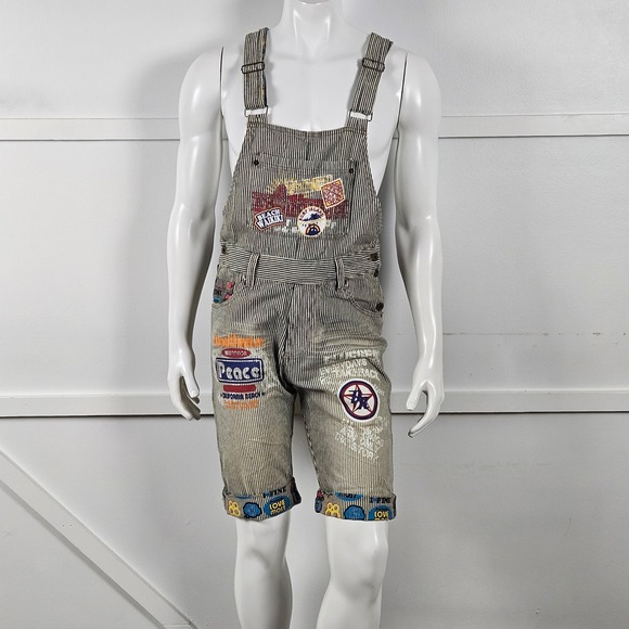 Clone Devgru Design Other - Clone Devgru Design Vintage Mens M Hickory Stripe Graphic Patch Short Overalls